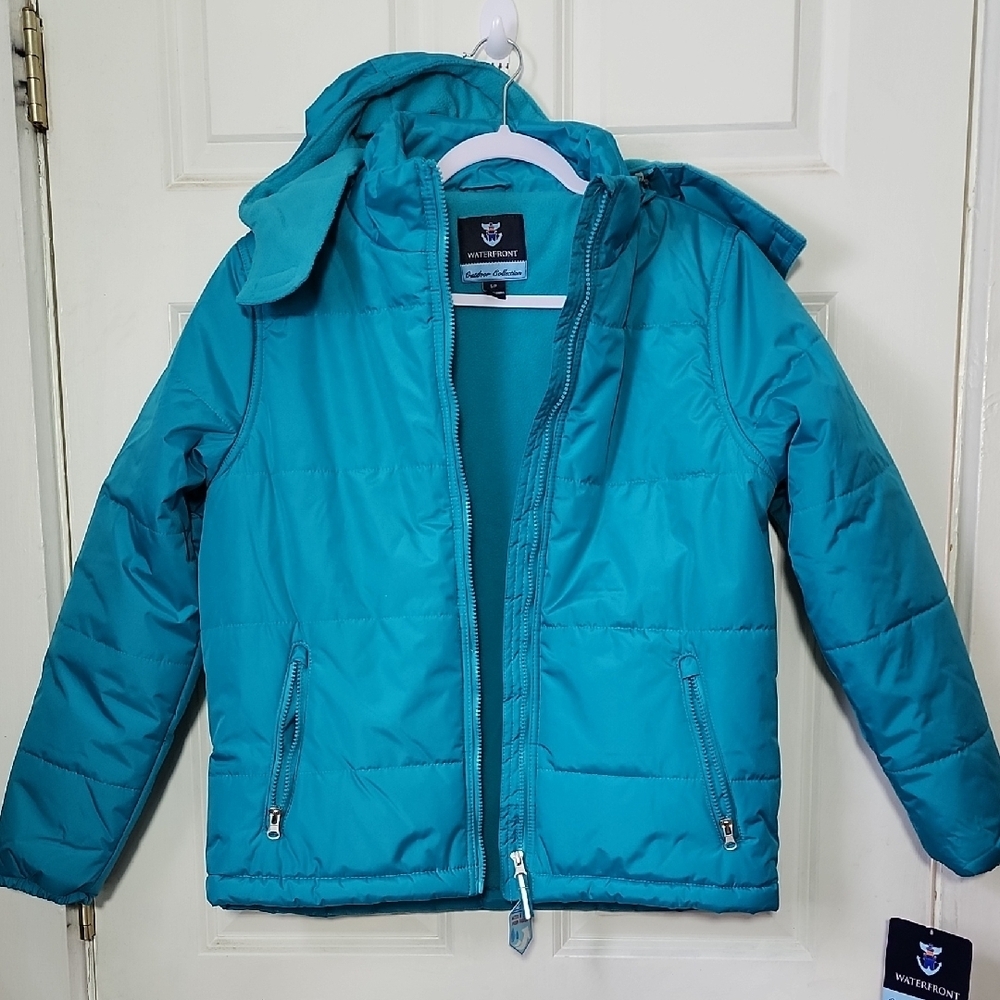 Vibrant Blue Insulated Puffer Jacket with Hood - Picture 2 of 10